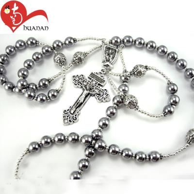 China Silver Custom Catholic Jewelry Silver Rosary Beads Metal Charm For Keepsake for sale