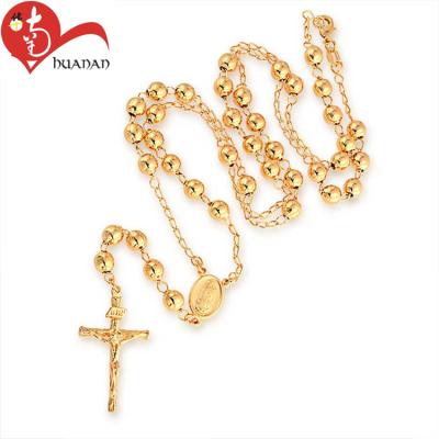 China ALLOY Gold Zinc Alloy Pray Beads Hand Chain Cross Pendant Necklace for sale