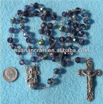 China Beautiful Lampwork Rosary made of amethyst color glass for sale