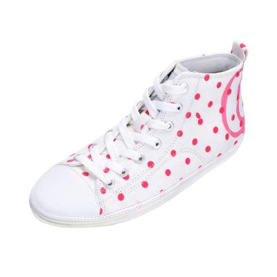 China Latest Anti-odor Canvas Shoes Manufacturer Colorful Paint Female Shoe Flat Vamp Girls Polka Dot Canvas Shoes Uppers for sale