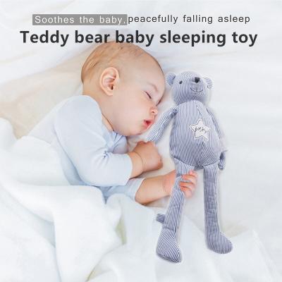 China Baby Walking Protect Baby Sleep Toy Plush Jackrabbit Doll Cartoon Teddy Bear Head Pillow Cuddly Cloth Blue Striped For Kids Children for sale