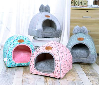 China Sustainable Warm Beds Pet Nest Cat Cave House With Canopy for sale