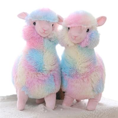 China Gift Wholesale 30cm Stuffed Rainbow Color Alpaca Wild Animal Soft Plush Toy for sale