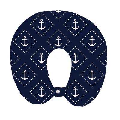 China Nautical Memory Anchor Pattern Comfortable Soft Microbeads Neck Support Travel Pillow For Cervical Pain At Home for sale