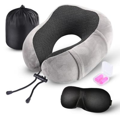 China Memory Pillow U Shape Travel Neck Support Rest Pillow With Hat For Outdoor Sleep Plane for sale