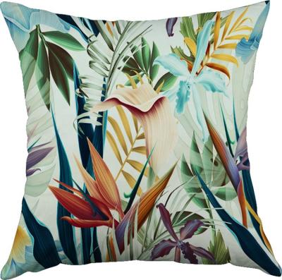 China Anti-Static Tropical Leaves Throw Pillow Covers Square Cotton Linen Pillow Case 16 x 16 Inches for sale