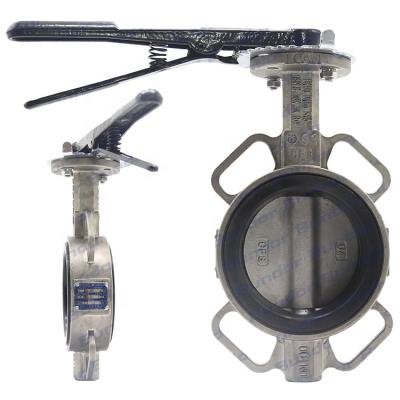 China Bundor class150 manufacturer stainless steel anti-corrosion direct handle wafer butterfly valve for sale