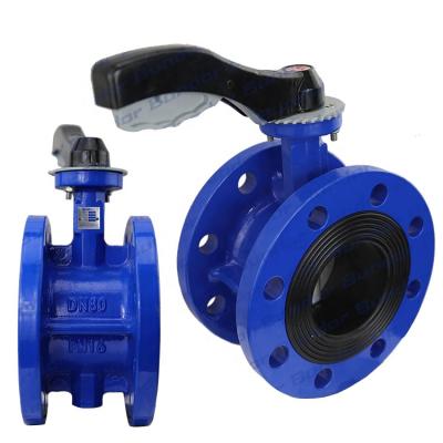 China High Efficiency Bundor PN16 Ductile Iron DN50-200 Double Flanged Butterfly Valve for sale