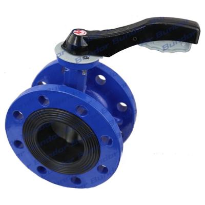 China High Efficiency Bundor DN50~DN250 Spline Type Butterfly Valve With Handles Lever Operated Flanged Butterfly Valve for sale