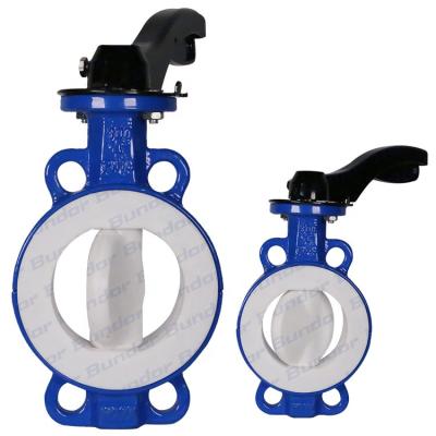 China General Bundor PN10/16 DN50~DN250 Manual PTFE Wafer Butterfly Valve 16 Inch for sale