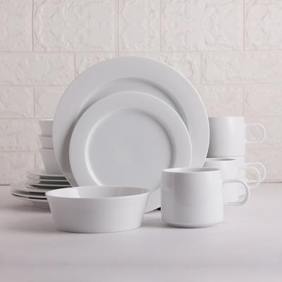 China Viable Bone China Factory Stocked High Quality Tableware Ceramic White Glazed Cup Dish Applique Tableware Set for sale