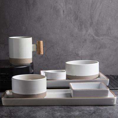 China Korea Style Disposable Dinnerware Set White Simple Dishes Porcelain Dinnerware Sets for sale