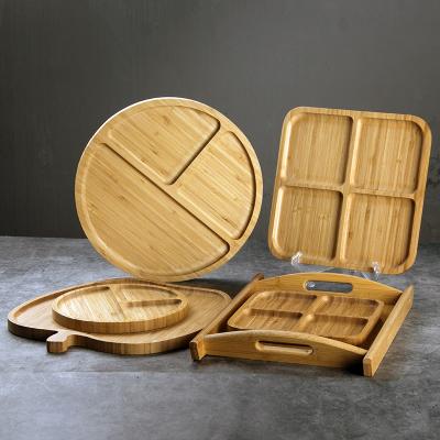 China Bamboo Wooden Soup Dish Tray with Handle Dinner Serving Tray Restaurant Breakfast Tray for Hotel Food Sushi Dish Suitable for Party for sale