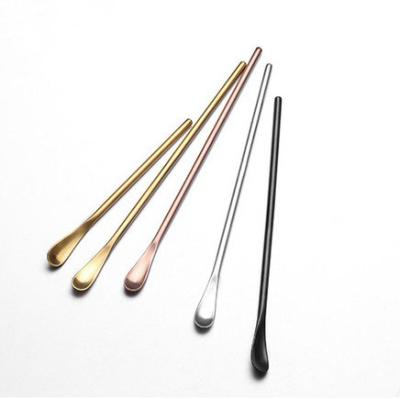 China Cute 22cm 304 Stainless Steel Gold Color Cute Coffee And Tea Spoon With Long Handle Ice Cream Spoon for sale