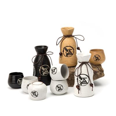 China Disposable Japanese Ceramic Sake Set Cups Bottle With Lid Wine Warmer Sets Barrel Rice Wine Tradicional Flaschen Dispenser Warmer for sale