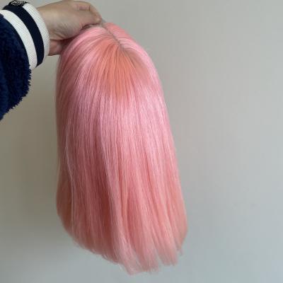 China Straight 10 12 14 Inch Virgin Straight Raw Cuticle Aligned Bob Cheap Human Hair Pink Colored Brazilian Wig For Women for sale