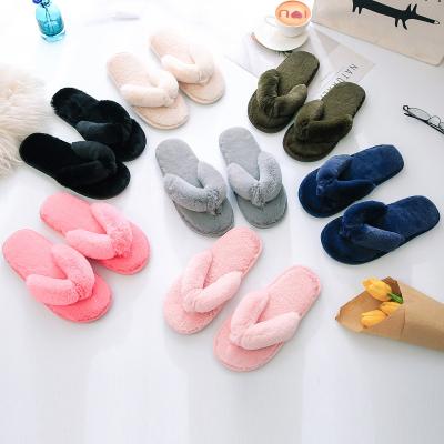 China Wholesale Fashion Trend Cozy Slip On Comfortable Furry Flip Flops Women Faux Fur Slipper Spa Bedroom Slippers For Ladies for sale