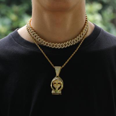 China Custom Hip Hop Diamond Miami Gold Plated Iced Hop Out Cuban Link Chain High Quality Necklace for sale