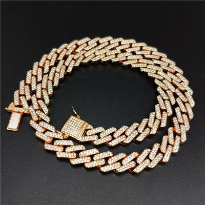 China Hot-selling Hiphop Prismatic Men's Cuban Link Chain Hip Hop Necklace for sale