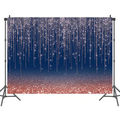 China Vinyl Rose Gold and Navy Glitter Sparkle Backdrop for Adult Kids Birthday Day Party Decorations for sale