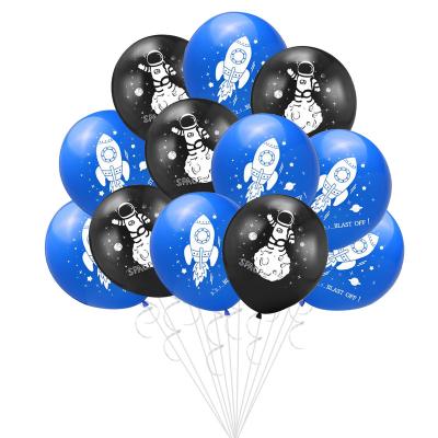 China Beauty Decorations 20 Pack Outer Space Balloons, 12 Inch Black Blue Outer Space Latex Balloons for Space Theme Kids Birthday Party for sale