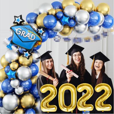 China Blue Silver Graduation Balloons Kit Garland Graduation Party Balloon Arch Kit with 2022 Congratulations Graduation Metal Silver Gold Balloons for sale