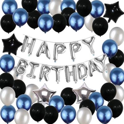 China Black Foil Birthday Decorations Beauty Party Balloons Blue and Silver Balloons for Boys Men Girls Women for sale