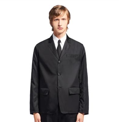 China High Quality Customized Breathable Luxury Mens Recycled Nylon Blazer Worked Casual Black Single Breasted Polyester Blazer Suit for sale