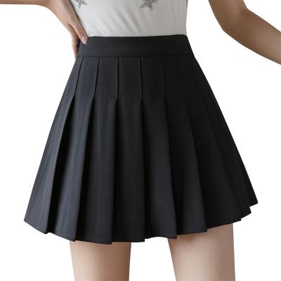 China Wholesale Anti-static 2021 Summer Women Summer Women Korea Style Plain Zipper Side Empire Mini Skirt High Waist Pleated A Line Tennis Skirt for sale