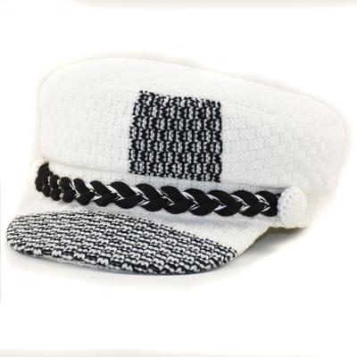 China Wholesale Custom Baker Boy Hat High Quality Embroidered Women's Black and White Blocking Baker Boy Hat for sale