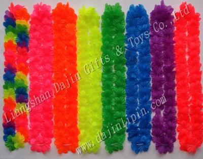 China Environmental Hawaiian leu / plastic flower leu / leu with neon color for sale