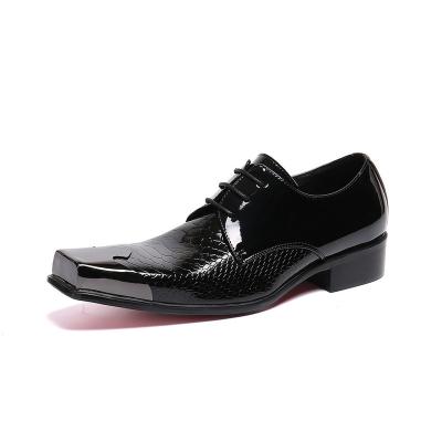 China Toe Mens Formal Business Oxford Steel Shoes Metal Toe Flat Lacing Dress Shoes Patent Leather For Wedding for sale