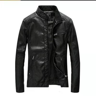 China New Autumn Mens Leather Jackets Stand Collar Waterproof Motorcycle PU Casual Slim Fit Coat Outwear With Pocket Jackets for sale