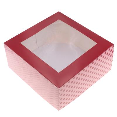 China Factory Direct Food Grade Boxes Paper Recyclable 6/8/10/12 Inch Product Packaging To Take Out PVC Window Cake Box for sale