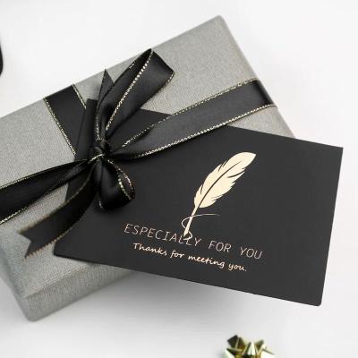 China Recyclable High Quality Envelope and Thank You Christmas Card Soft Touch Paper White Gold Matte Warm Stamping for sale