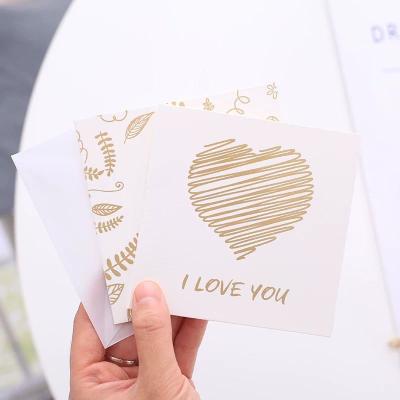 China Notecard Recyclable Soft Touch Paper White Gold Matte Hot Stamping For Christmas Blessing Card for sale