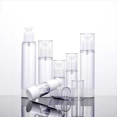 China 15ml 30ml 50ml 80ml 100ml Clear Luxury Empty White Cosmetic Plastic Lotion Spray Airless Pump Bottle for sale