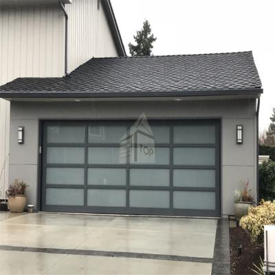 China Waterproof Modern Garage Overhead Garage Door With Motor Garage Automatic Aluminum Glass Clear Door for sale