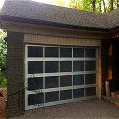 China China Waterproof Modern Home Black Garage Door Aluminum Frosted Glass Segmented Garage Door for sale