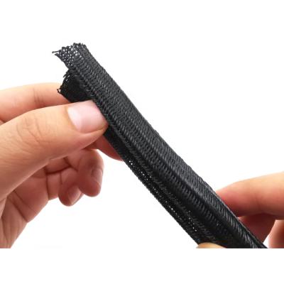 China Braided cable organizer PET self wrap sleeve ftth protecion pre insulated for neopren cable management braided cable sleeves for sale