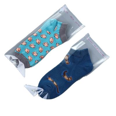 China custom logo disposable opp plastic pouches for socks package plastic self seal bags plastic transparent opp bags for sale