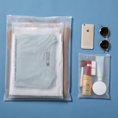 China Wholesale Recyclable Custom Logo Frosted Plastic Bag Clothes Zipper Lock Self Sealing Bag Clothing Packaging Frosted Zipper Bags for sale