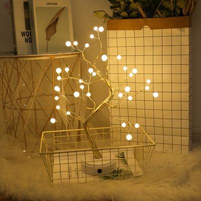 China Modern LED Cooper Wire Branch Tree Light Battery and USB Powered Romantic Table and Desk Tree Night Light for sale