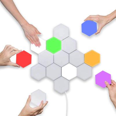 China Modern Led Hexagon Light DIY Quantum Lamp RGB White Magnetic Contact Led Wall Lamp for sale