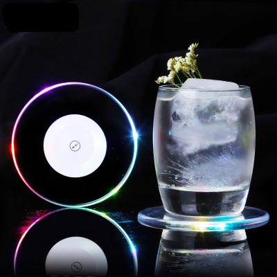 China Colorful Party Bottle Viable LED Cup Glass Bottle Drink Cup Mats / Atmosphere Lamp RGB LED Beer Coasters for sale