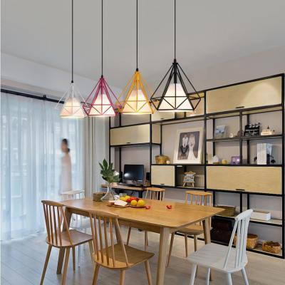 China Alibaba Ningbo Retro Modern Art Diamond Pyramid Nordic White Black Birdcage Pendant Light For Decoration for sale