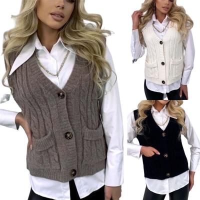 China 2021 New QUICK DRY Women's Design Top Knitted V-Neck Logo Split Sweater Vest Custom Made Women for sale