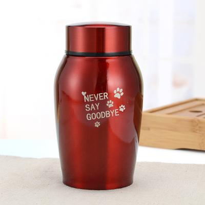 China Viable Pet Urn Metal Memorial Jar Cat And Dog Funeral Supplies Sealed Stainless Steel Urn For Ashes for sale