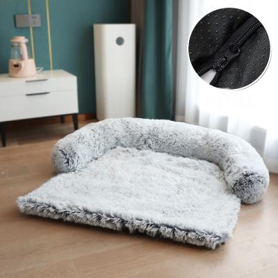 China New Arrival Durable Dog Sofa Bed Pet Cover Removable Dog Blanket With Soft Zipper Plush Pet Couch Mat For Dogs Plush Cushion for sale