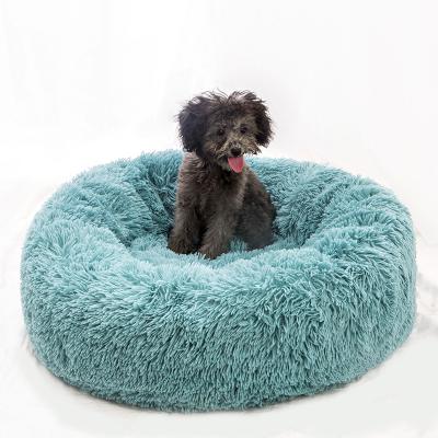 China High Quality Sustainable Pet Nest Round Shape Cat Bed Winter Warm Super Soft Long Plush Cat Deep Sleep Bed for sale